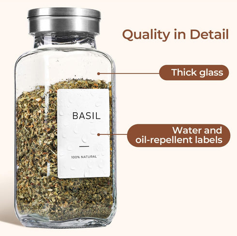 8oz 6PCS9 Set Set, ComSaf Spice Jars with Shaker lids Adjustable, DIY Labels, Spice Jars Trial & Supplement Empty