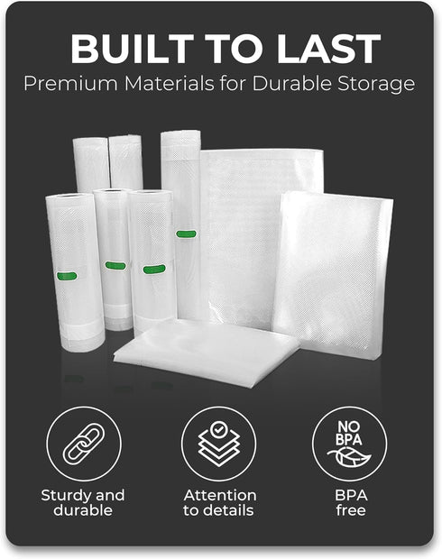 EconoHome Heavy Duty Vacuum Seal Bags for Food 11"x20', 4 Pack - Airtight & Leakproof Plastic Storage Bags for Sous Vide
