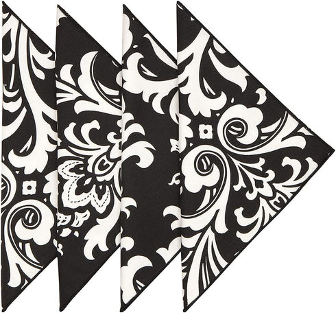 Cloth Napkins Black and White Wedding Table Decor, Set of 4 All Cotton Dinner Linen Napkins