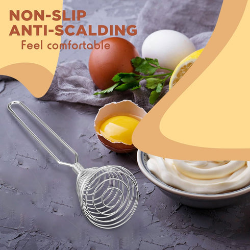 4 Pieces Stainless Steel Spring Whisk, 8.46 Inches Egg Whisk for Blending, Whisking, Beating, Stirring Kitchen Utensil