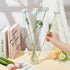 FINGERINSPIRE 5 pcs Handmade Crochet Daisy Flower Bouquet, Light Sky Blue Knitted Cotton Artificial Flowers for Home