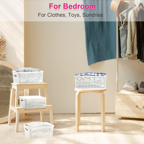 AREYZIN Plastic Storage Baskets with Lid, 6 Pack Lidded Organizing Containers for Shelves & Drawers