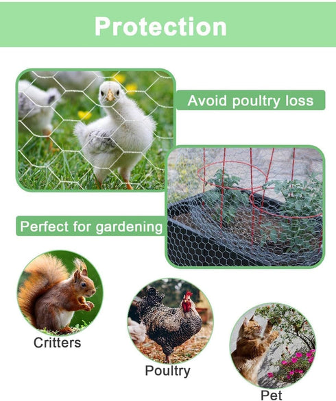 16.5" 590", 0.8 Inch Galvanized Chicken Wire Mesh Roll x Hexagonal Poultry Netting Fence for Garden, Rabbits, Chicken