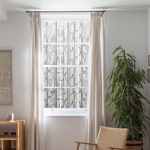 LEMON CLOUD Bamboo Window Film - Frosted Privacy Decal Stained Glass Film - Removable Stickers (23.6 x 78.7 Inch)