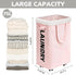 Goodpick Pink Laundry Baskets with Wheels, 2-Pack 75L Rolling Laundry Basket with Removable Wash Bags