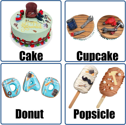 Hand Tools Silicone Molds 4 Pcs, Mini Construction Tools Chocolate Fondant Molds for Cake Decorating & Crafts