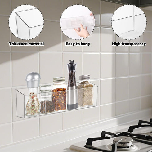 FMOACEN 2 Pack Spice Rack, Spice Organization for Cabinet, Storage Organizer Bins, Clear Plastic Seasoning Jars Rack