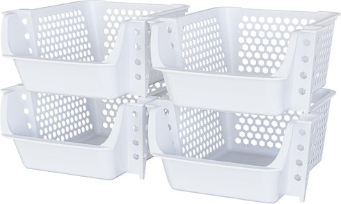 4 Pack Skywin TidyFriend Stackable Storage Bins for Pantry, Stackable Bins For Organizing Food, Kitchen, and Bathroom