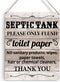Farmhouse Bathroom Signs Wall Decor Rustic Septic Tank Please Only Flush Toilet Paper Thank You Wooden Hanging Sign for