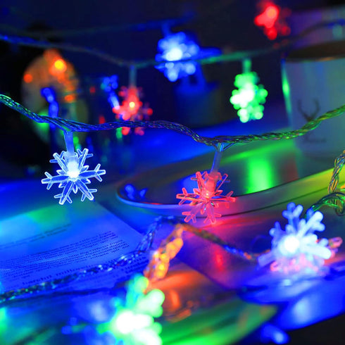 2 Pack 100LED 50FT 8 Dazzle Bright Christmas Snowflake String Lights, Total Battery Operated Christmas Lights