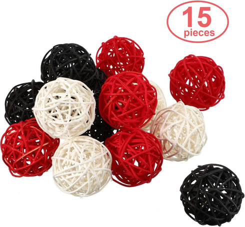 Yaomiao 15 Pieces Wicker Rattan Balls, Decorative Orbs for Craft, Party, Wedding Table Decoration