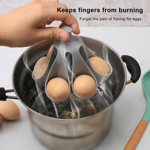 Dacthuw 6 Silicone Egg Boiler Rack for Hard Soft Boiled Eggs, Food Grade Silicone Egg Boiler Cooker with Holders