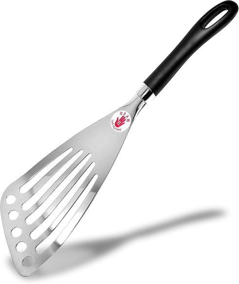 Seki Japan Left Handed Spatula - Stainless Steel Egg, Fish Spatula Cookware, 12” Slotted Turner