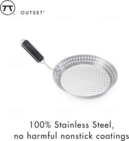 Outset Stainless Steel Grill Skillet with Removable Handle