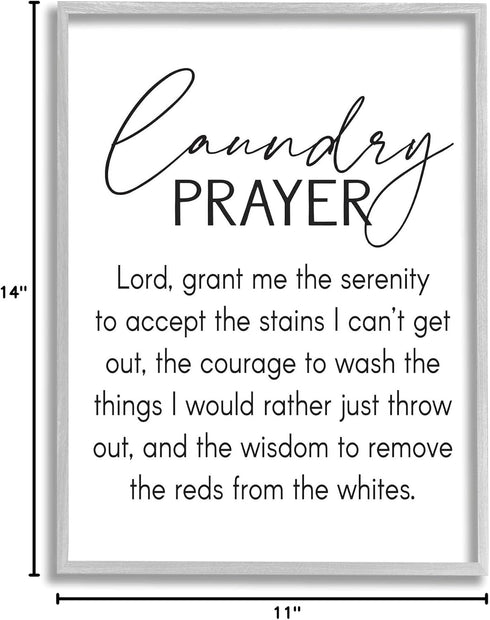Stupell Industries Laundry Prayer - Faith Based Sentiment Home Cleaning Parody, Designed by Lettered and Lined Gray