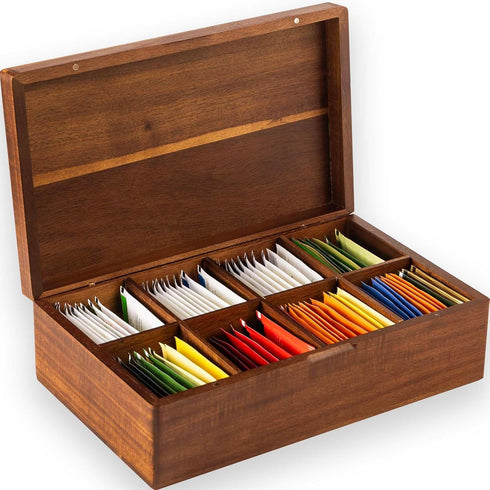 Acacia Wooden Tea Bag Organizers, Tea packet Storage Boxes, Tea Caddy for