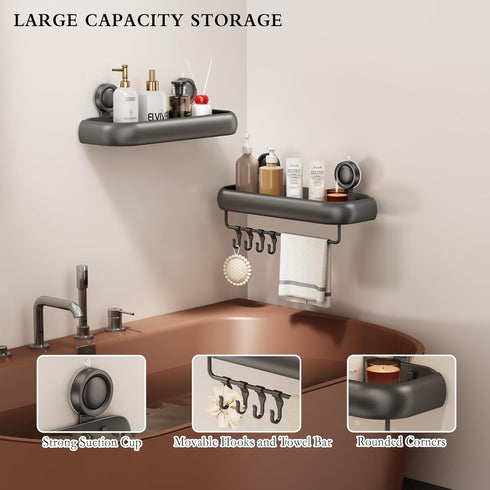 2 Pack CICUFY Shower Caddy Suction Cup, No Drilling Corner Shower Shelves, Rust Proof Bathroom Storage Organizer