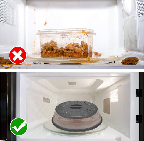 Collapsible Microwave Cover for Food, 10.5 Inch Gray Microwave Splatter Cover, Dishwasher Safe, BPA Free