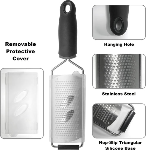 Cheese Zester Grater Handheld - Lemon Citrus Zester Tool for Kitchen, Stainless Steel Grater for Cake Decorating