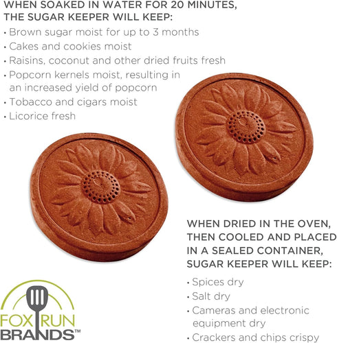 Set 2 Fox Run Sunflower Brown Sugar Keepers, of Terracotta Brown Sugar Savers