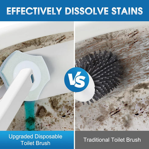 Disposable Toilet Brush Handle with 32 Count Refills, Upgraded Toilet Bowl Brush for Bathroom Cleaning