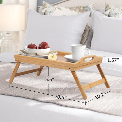 Bed Tray Table Folding Legs with Handles Breakfast Tray for Sofa Eating,Drawing,Platters Bamboo Serving Lap Desk Snack