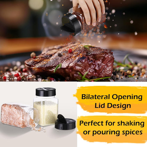 30 Pack Powders(Triangle,12.2 oz) Mimorou Plastic Spice Jars with Shaker Lids Clear Seasoning Containers Spice Bottles