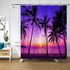 Sunset Beach Tropical Palm Tree Shower Curtain, Waterproof Fabric Bathroom Decor with 12 Hooks, 72x72 Inches