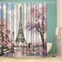 Paris Shower Curtain for Bathroom, Sakura Landscape Pink Romantic Waterproof Fabric 72x72 Inches with Hooks