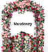 Musdoney 4Pcs 32.2 FT Fake Rose Vine Flowers, Artificial Flower Garland for Home, Wedding, Party Decor (Red)