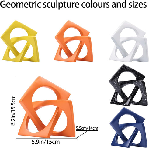 DOVDOV Geometric Cube Knot Decorations, Abstract Geometric Statue, Yellow Home Decor Accents for Room Office Shelf