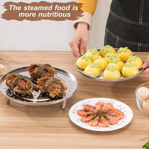 Round Steamer Rack with Silicone Liners, Stainless Steel Food Steamer Basket for Instant Pot Cooking