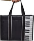 Piano Keys Music Tote Bag, Waterproof Oxford Cloth Handbag with 5mm Sponge, Shopping Bag with Magnetic Snaps
