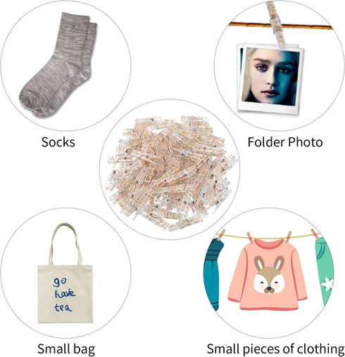 100 Pieces Clear Plastic Utility Paper Clips, Photo Paper Peg Pin, Clothes Line Clips, Craft Clips, 3.5 x 0.5cm x 0.7cm