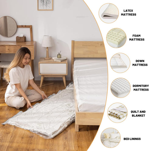 Mattress Vacuum Bag, 240x120cm Space Saver for Twin Mattress, Vacuum Sealer Bag for Memory Foam Moving Storage