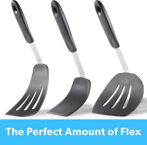 DI ORO Chef Series FLEX Silicone Spatula, 600ºF Heat-Resistant, Flexible Turner Spatulas, 3-Piece Set