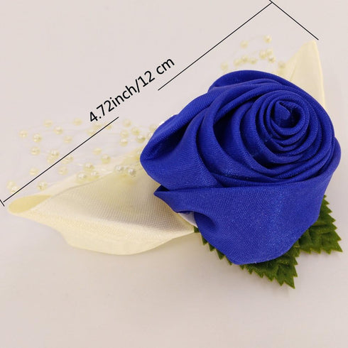 Arlai 1 Pcs Wedding Bridesmaid Bride Wrist Corsage Decoration, Dark Blue Hand Flower