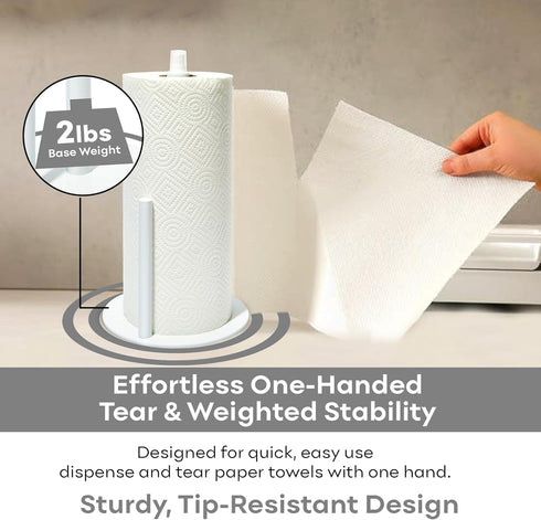 Josef Mention Trading 2-in-1 Stainless Steel Paper Towel Holder with Spray Bottle | White | J.M.T HomeGoods