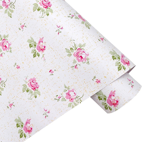 SimpleLife4U Pink Rose Furniture Protect Paper - Removable Shelf Liner for Kitchen Cabinet Dresser Drawer Covering