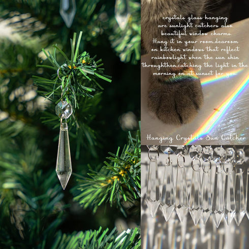 20PCS Prisms,55mm Clear Chandelier Icicle Crystal Chandelier Crystals Replacement,Crystals for Chandeliers with Hooks