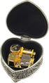 Emboss Alloy Metal Music Box, Wind Up Golden Movement for Christmas/Birthday/Valentine's Day (Heart Shaped)