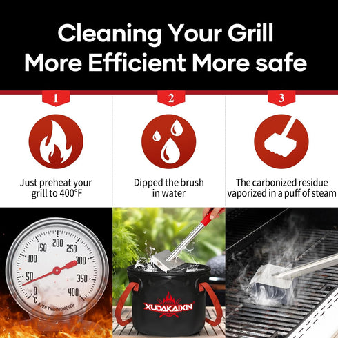 Bristle-Free Grill Brush Upgraded Aramid Fiber Wavy Pad. Safe for Cast Iron, Porcelain, Weber Gas & Charcoal Grills.