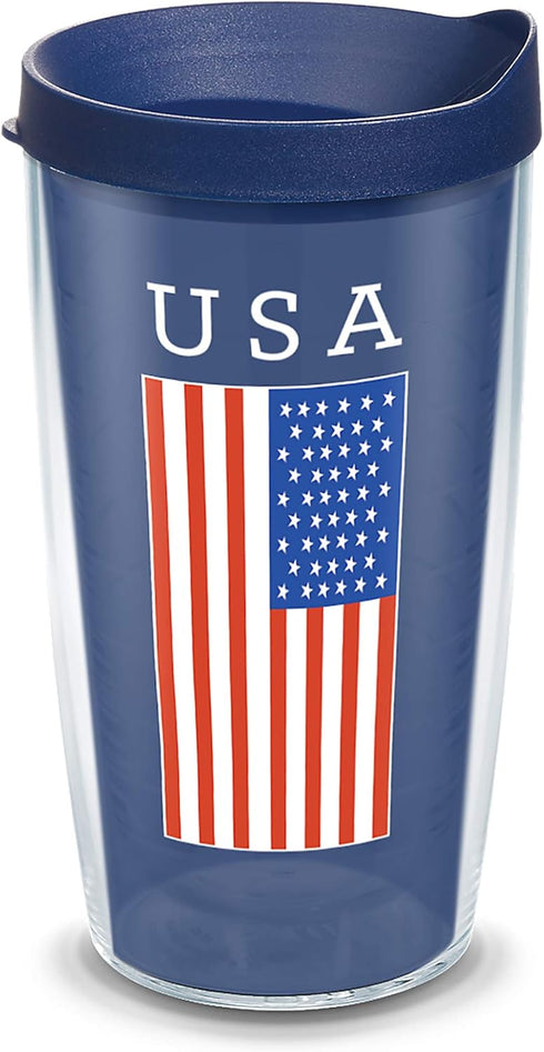 Tervis Americana USA Flag Double Walled Insulated Tumbler Travel Cup, Keeps Drinks Cold & Hot, 16oz, Classic