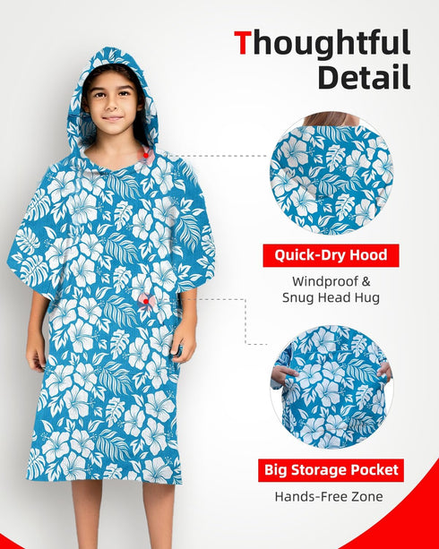 Abahub Surf Poncho Women & Men Towel Poncho Adult with Hood, Thick Quick Dry Changing Poncho Towel, Microfiber Wearable