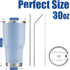 D·S 30oz Blue Tumbler, Stainless Steel Double Wall Vacuum Insulated Mug with Straw and Lid, Cleaning Brush