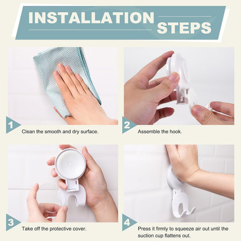 2 VIS'V Suction Cup Razor Holder, Shower Suction Razor Hooks for His and Hers, Removable and Reusable, White, Pcs