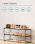 2-Tier 12-15 11.8 36.2 14.6 Inches, ULSA12BK SONGMICS Shoe Rack, Shoe Organizer, Metal Storage Shelf, Upright or Upside