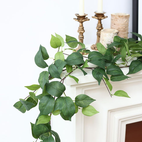 mizii 5 Pack 365" Artificial Scindaps Vines Garland, Fake Vine with Silk Green Leaves for Bedroom Wall Party Wedding