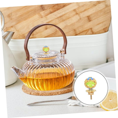 IWOWHERO Teapot Button Teapot Cover Knob Pot Grip Konobs Frying Pan Knob Pan Lid Knob Pot Lid Top Enameled Lid Knob Pot Grip Knobs Pot Cover Knob Replacement Glass Knobs Metal Kettle Handle by IWOWHERO