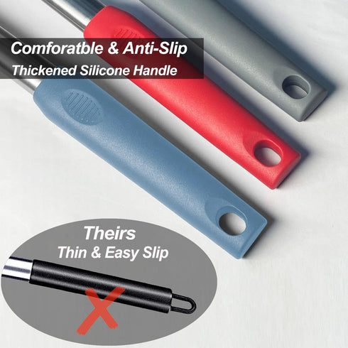 2 Pack Solid & Slotted Silicone Spatula Set, Stainless Steel Handle, Non Stick, Heat Resistant, Starry Blue